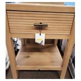Grooved Wood Square Accent Table