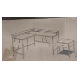 Marsail L-Shaped Computer Desk, Grey