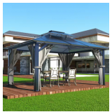 VEIKOUS13 ft. x 10 ft. Polycarbonate Double Top Gazebo