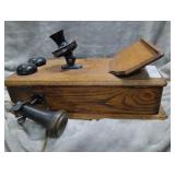 Oak Wood Wall Hand Crank Telephone