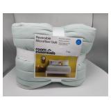 Room Essentials Full/Queen Reversible Quilt, Green and Plaid