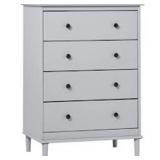 Walker Edison Transitional 4-Drawer Solid Wood Dresser, Grey