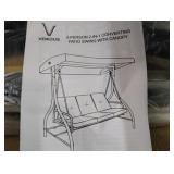 Veikous 3-person 2-in-1 converting patio swing w/ canopy