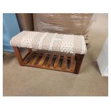 Padded wooden entry bench 