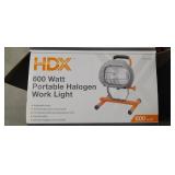 HDX 600 watt portable halogen work light (tested, but needs a light bulb) 