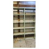 Two 4 foot sections of heavy duty metal mechanics shop / garage shelving