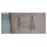 3-Person Gray Metal Patio Swing with Canopy and Cushions