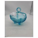 Jefferson  Glass Opalescent Vaseline Old Man Winter Design Footed Bowl