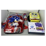 Kids Sonic Backpack, Bentgo Pop Leak Proof Lunch Box, Spongebob Lunch Box, and Sonic Water Bottle