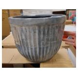 14in Weathered Galvanized Gray Composite Outdoor Grooved Planter 2pk