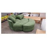 Eafurn Modern Barrel Chair w/ Half Moon Storage Ottoman