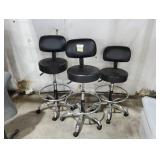 Stools, Cushioned, Adjustable Height, Swivel Faux Leather