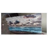 Lapremoly 20x40 Blue Sea Wave Canvas Wall Art