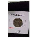 1867 Shield Nickel Coin (Rare)