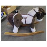 plush and wood rocking horse toy