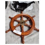 Nautical Sheesham Wood Ship Wheel with Brass Center Home Decoration Gifts