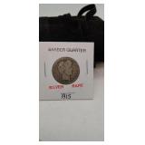 1915 barber quarter - silver - rare