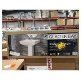 Fiona 7.28 in. Pedestal Sink Basin in White Fine Fireclay with 4 in. Faucet Spread