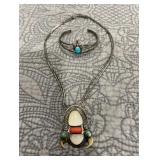 Cat Claw Necklace & Turquoise Cuff Bracelet