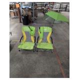 Lot of (2) Beach Chairs and Umbrella