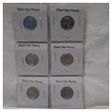 6 Steel War Pennies -coin