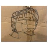 Natural Wicker Outdoor Rocking Chair 2-Person Egg