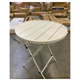 Mix and Match 24.6 in. White Metal Folding Round Outdoor Patio Bistro Table
