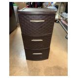 Sterilite 3 Drawer Wicker Weave Decorative Storage Tower
