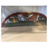 Handmade wooden farm scene picture