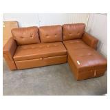 Brown Faux Leather RH Corner Sofa w/ Trundle & Storage