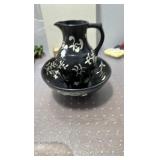 Ceramic boho pitcher & bowl