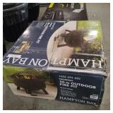 Hampton Bay Piedmont 29.6 in. W Black Steel Wood Outdoor Fire Pit with Screen and Poker Included SKU