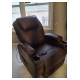 Brown Reclining Power Lift Massage Chair