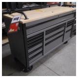 Husky Heavy Duty 61 in. W x 23 in. D 15-Drawer Matte Gray Mobile Workbench Cabinet with Solid Wood Top