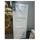 EightDoors 32-in x 80-in White Primed 3-panel square Smooth Solid core Primed Pine Wood Slab Door