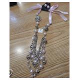 Paparazzi necklace faux pearls and pink bow with earrings
