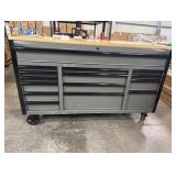 Gray Mobile Workbench Cabinet with Solid Wood Top