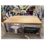 Fiona 7.28 in. Pedestal Sink in White Fine Fireclay with 4 in. Faucet Spread