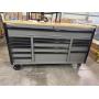 Gray Mobile Workbench Cabinet with Solid Wood Top
