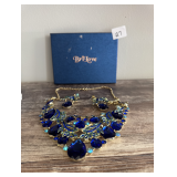 Bri Love Blue Gem And Golden Accents Necklace And Earrings