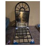 2 wall mirrors both black one metal and one wood