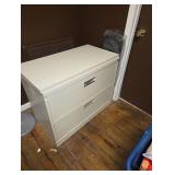 large heavy 2 drawer file cabinet cream color