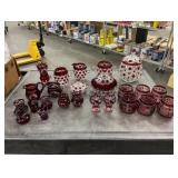 Large Lot Vintage Red Glass Decor
