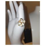 Faux opal and gold ring