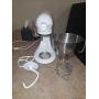 Kitchen Aide mixer with bowl and 3 mixing attachments