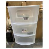 Sterilite Three Drawer Wide Cart with Clear Drawers