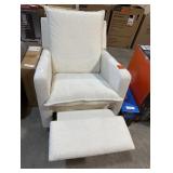 Timeless Ivory Boucle Polyester Upholstered Recliner With USB