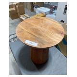 16 in. Natural Brown Round Wood End Table 