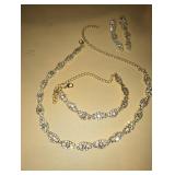 Elegant Necklace Earrings Bracelet Crystal Bridal