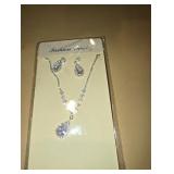 Silver Crystal Bridal Jewelry Set, Teardrop